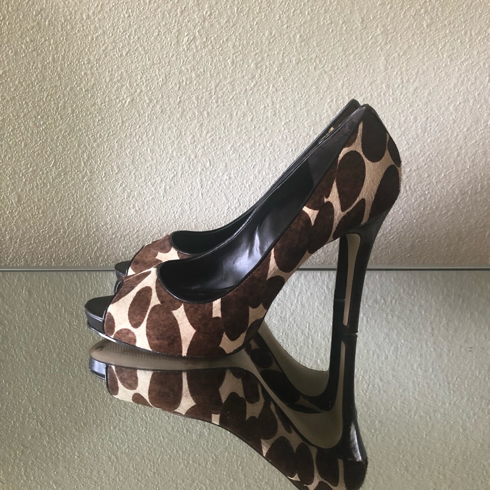 Nine West Brown Faux Giraffe Heels